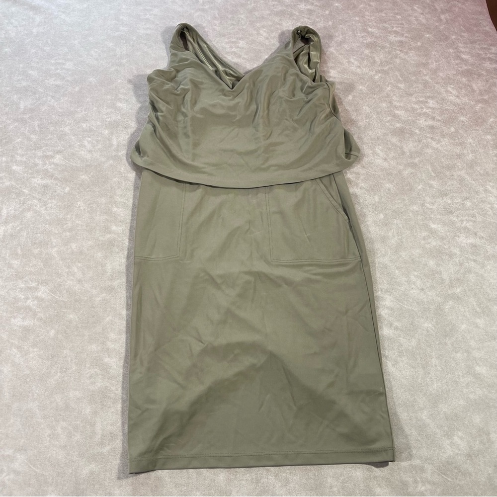 LAUREN RALPH OLIVE GREEN SHIFT CAREER DRESS SIZE PM